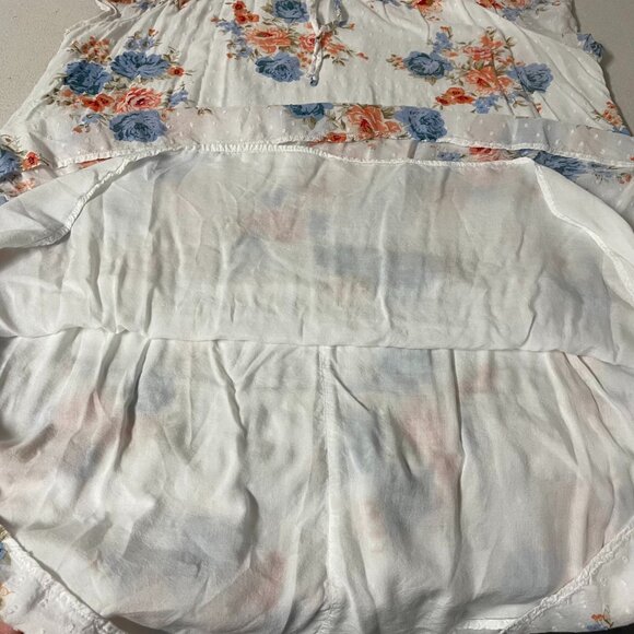 LOFT Dress Womens XL White Blue Orange Floral Swiss Dot - Picture 7 of 12